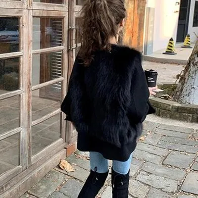 Women's Fashion Short Fluffy Vest Coat - Black
