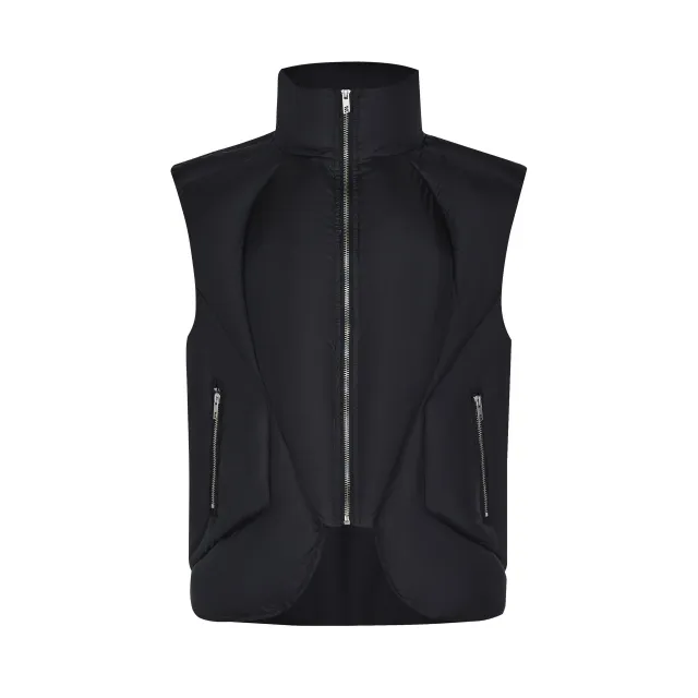 Function Vest Coat Stand Collar Design Structure Thermal Winter Cotton Dress Black - Shop at LoveMi