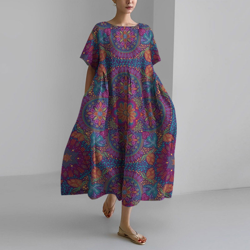 Ladies' Fashionable Patterned Dress With Slim Fit C886 6Xl - Shop at LoveMi