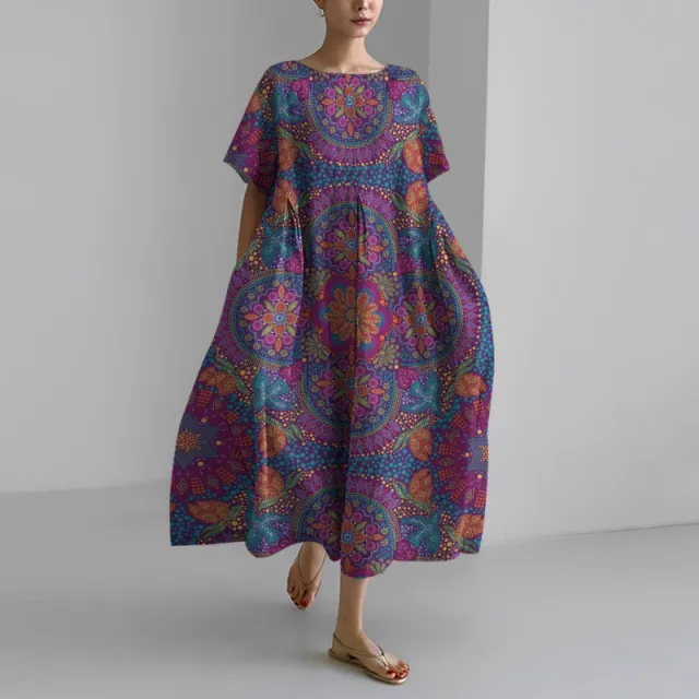 Ladies' Fashionable Patterned Dress With Slim Fit C886 6Xl - Shop at LoveMi
