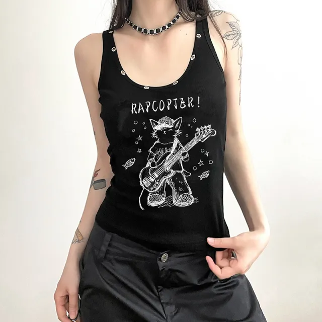 Summer U shaped Collar Thread Sling Top Black - Shop at LoveMi