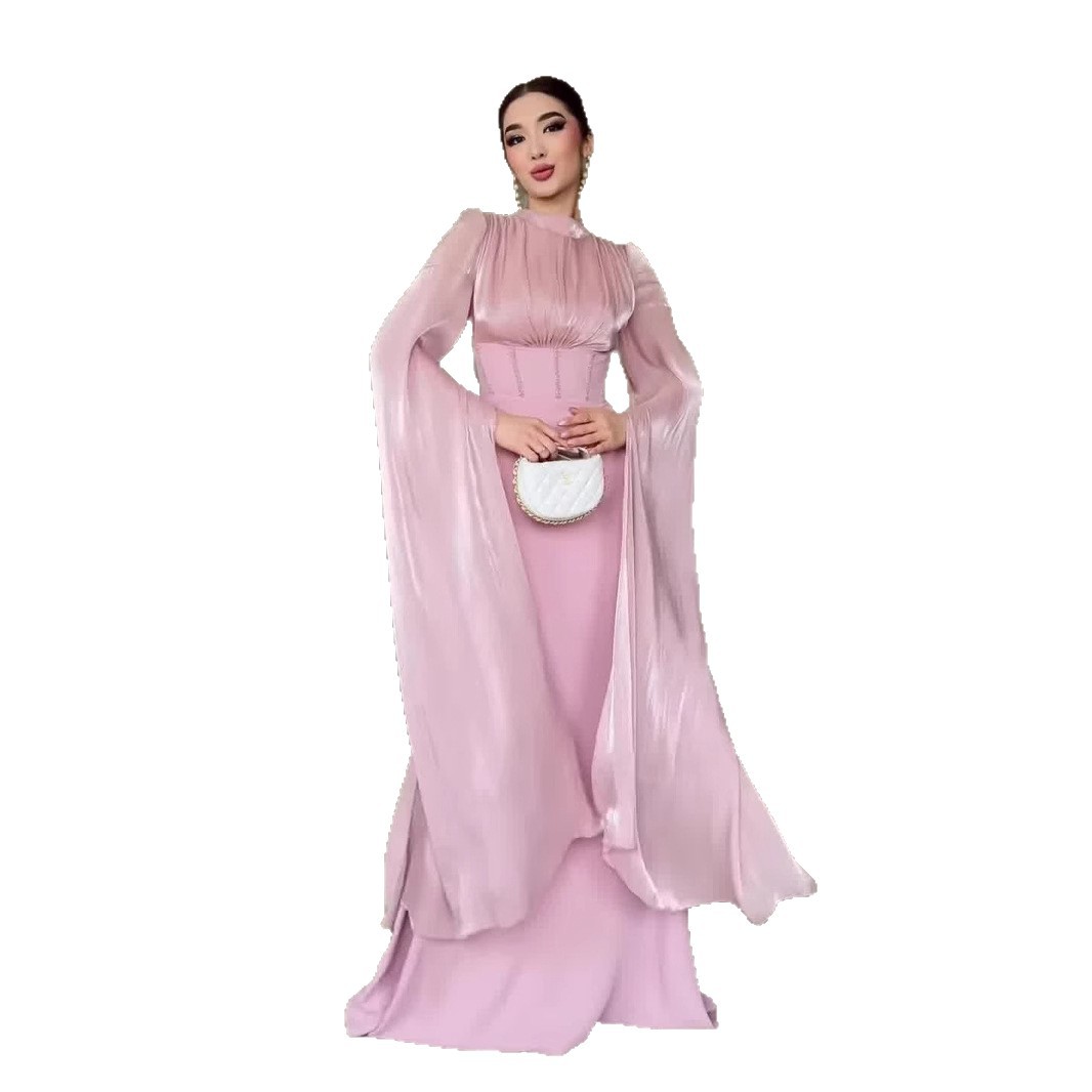 Elegant Long Sleeve Silky Comfortable Maxi Dress Soft Dress