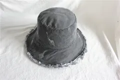 Summer Sunshade Raw Edge Denim Bucket Hat Women - Grey - View 1