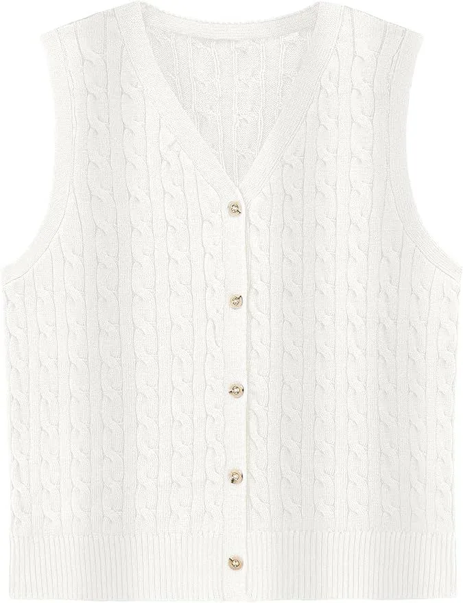 European And American Women's Fashion Sweater Vest Twisted Knitted Short - White