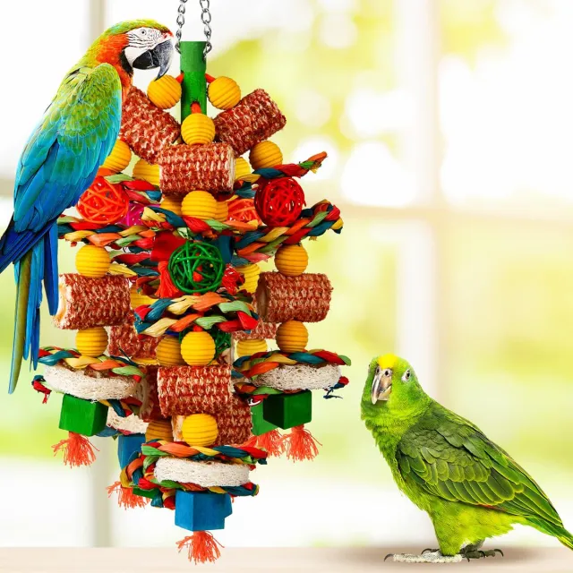 Parrot Bird Bird Cage Accessories Natural Corncob Wooden Bite Toy Color Nibbling String - Shop at LoveMi