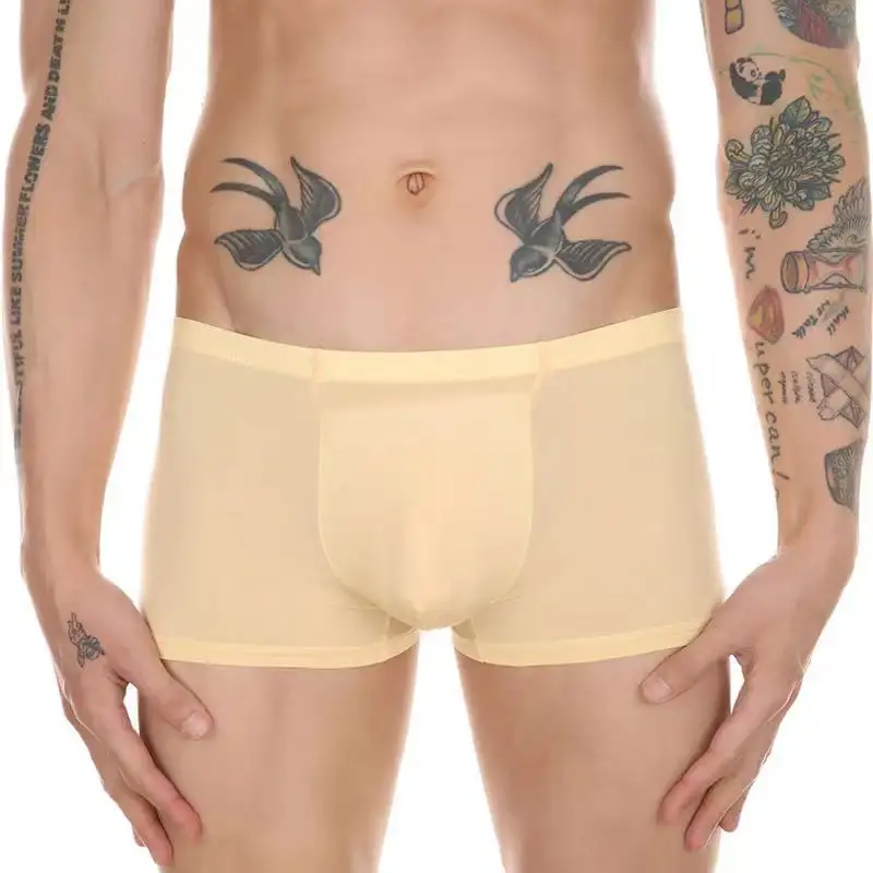 Men's Boxer Ice Silk Underwear Cup Combination U Convex Sexy