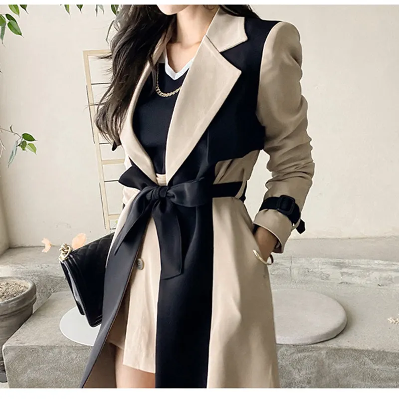 Fashionable Autumn Women's Long Trench Coat - Khaki