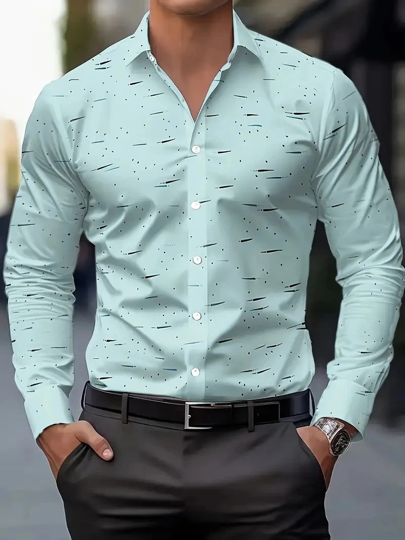 3 D Floral Print 4-Way Stretch Mens Long Sleeve Shirt 3 D Floral Print 4-Way Stretch Mens Long Sleeve Shirt