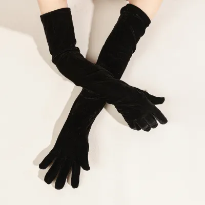 Gold Velvet Bridal Gloves