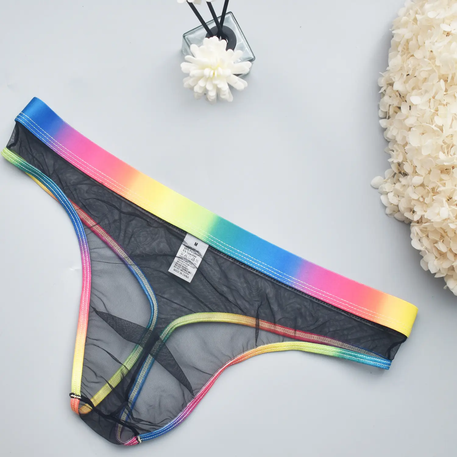 Men's Underwear See-through Dress Rainbow Edge