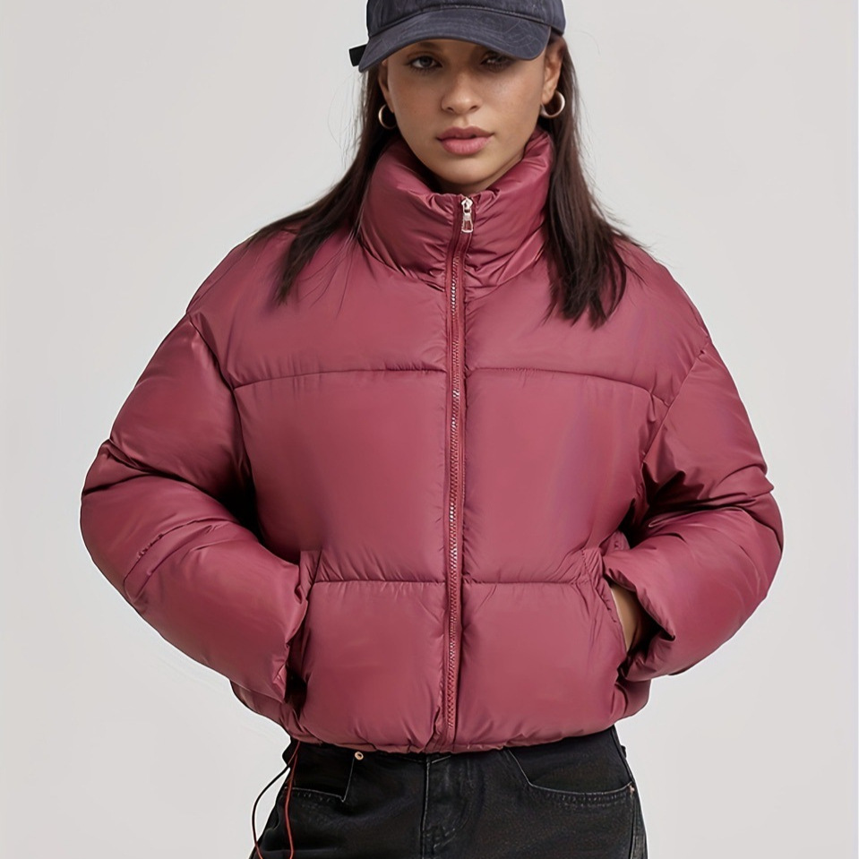 Stand-collar Puffer Cotton-padded Coat For Petite Figures