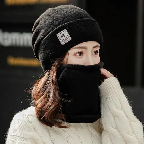 Hat Female Winter Leisure Cycling Warm Velvet Padded Thickened Black - Shop at LoveMi