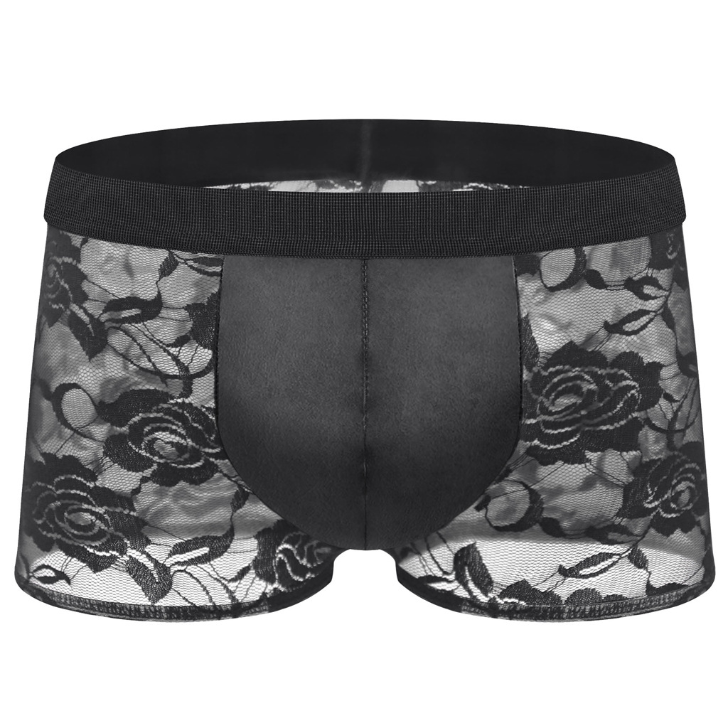 Mid-rise Lace Faux-leather Boxer Briefs