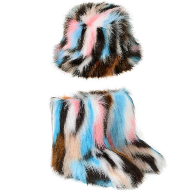 Warm Plush Boots Color Fur Bucket Hat Color 8 Suit 41 - Shop at LoveMi