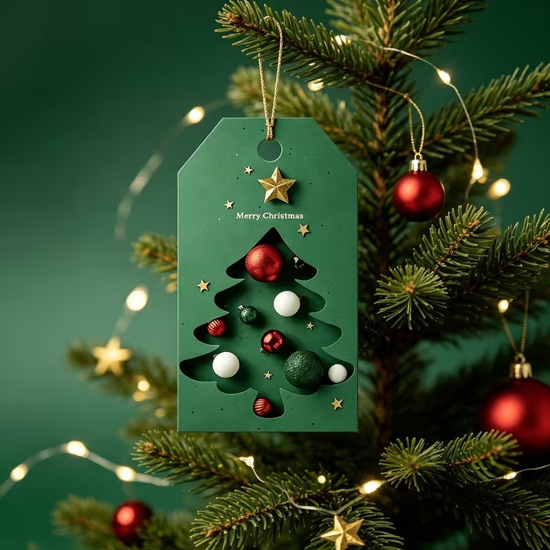 36 PCs Green Christmas Tree Gift Tag (36 Pieces Set)