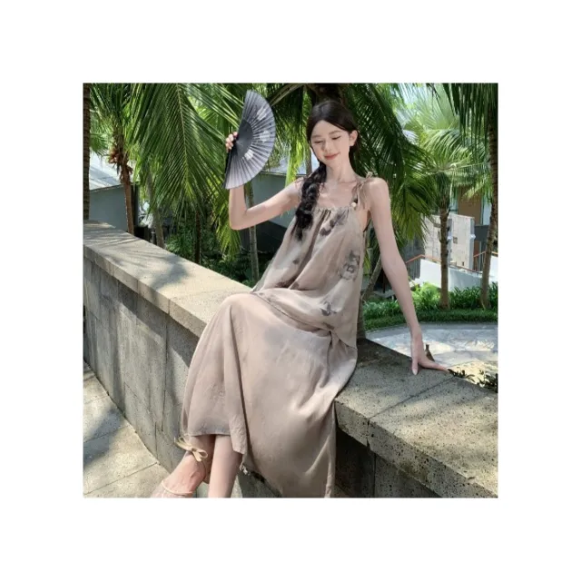 Printed Plus Size Loose Sling Dress Women Picture Color 3Xl - Shop at LoveMi