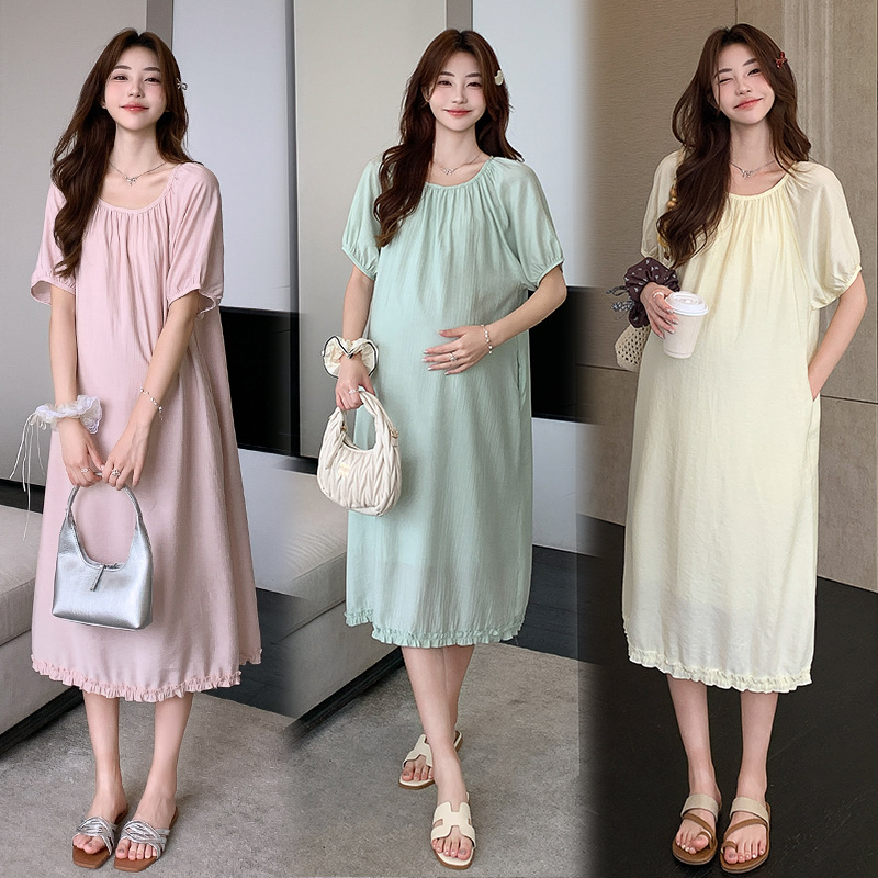 Sweet-style Age-reducing Chiffon Midi Dress With Pockets