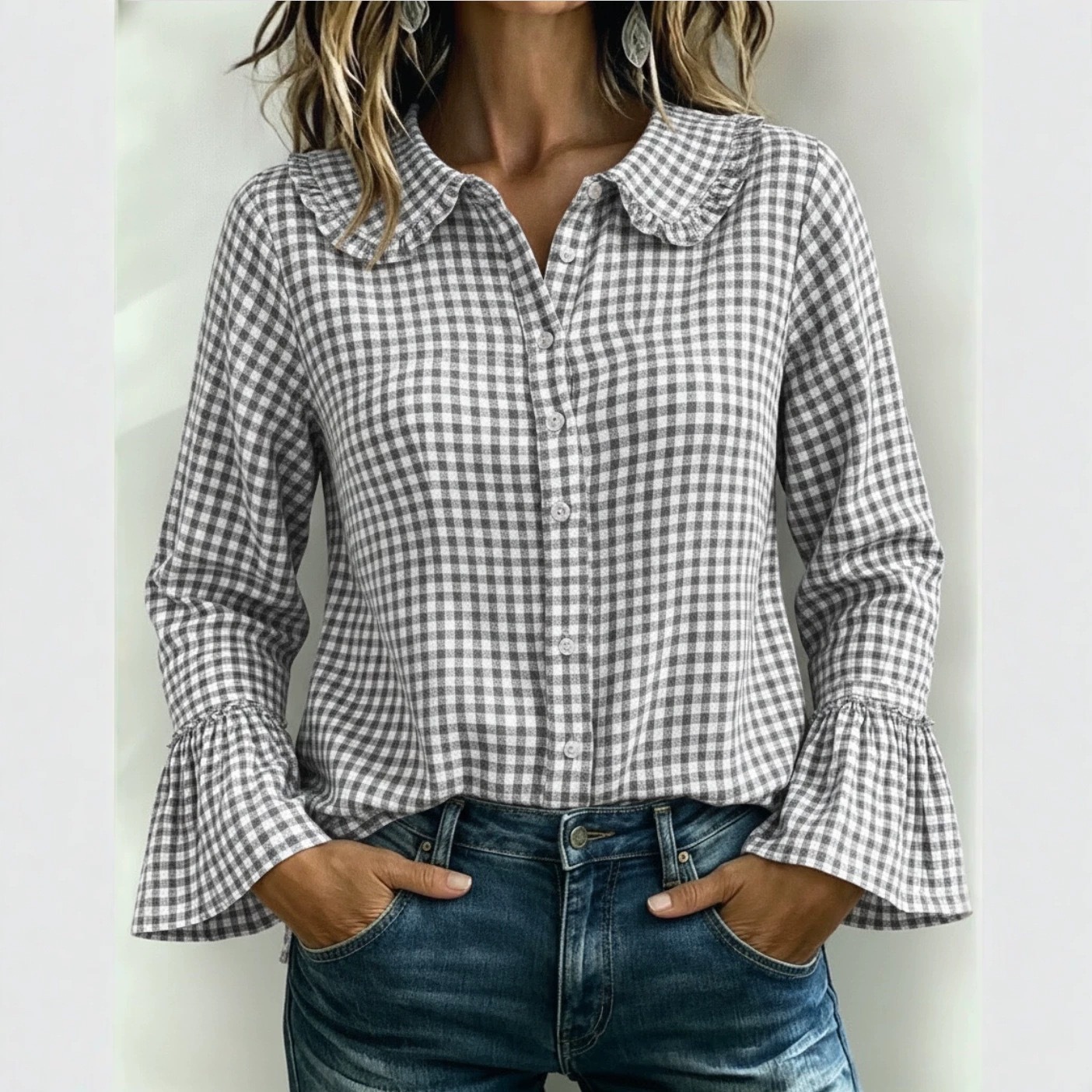 Womens Casual Loose-fit Vintage Plaid Shirt