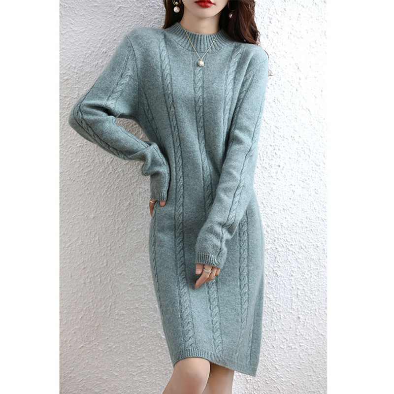 Thickened Pullover Knitting Woolen Skirt Women Gray - Shop at LoveMi
