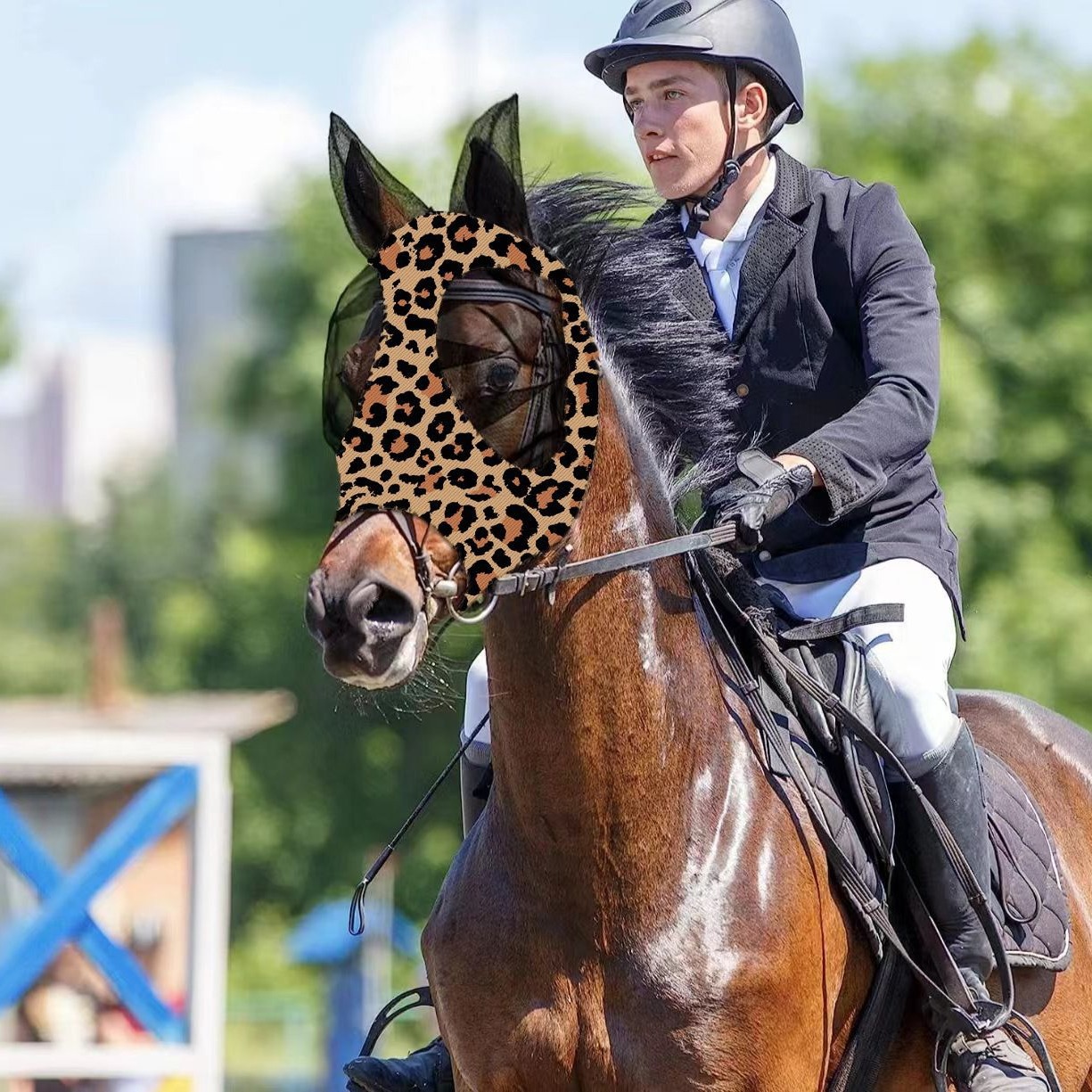 Title 7, Breathable Leopard Print Horse Mask Anti-mosquito