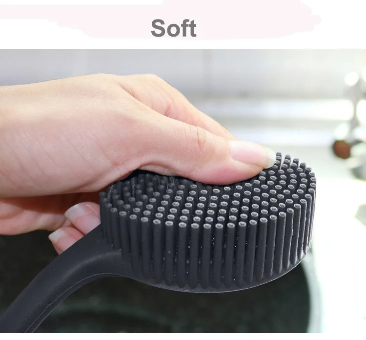 New Heat Resistant Multifunction Long Handle Kitchen Cooking Silicone Pan pot  Dish washing Brush sponge