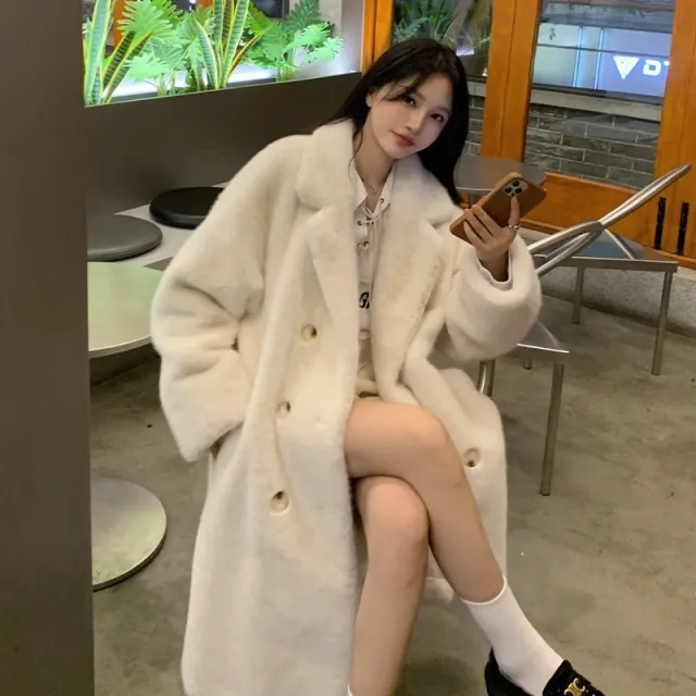 Slimming High end Temperament Popular Long Coat Beige Conventional Style - Shop at LoveMi