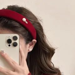 Red Autumn And Winter Sponge Headband High Skull Top High Sense - Pearl Style - View 1