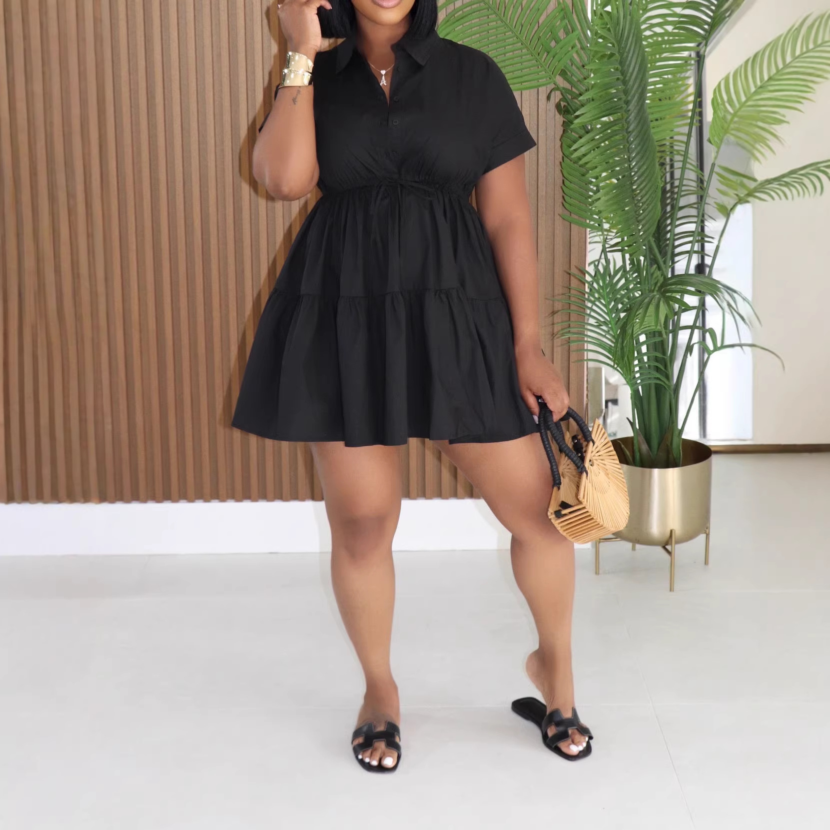 Loose-fitting Casual Shirt Dress Summer Short Skirt