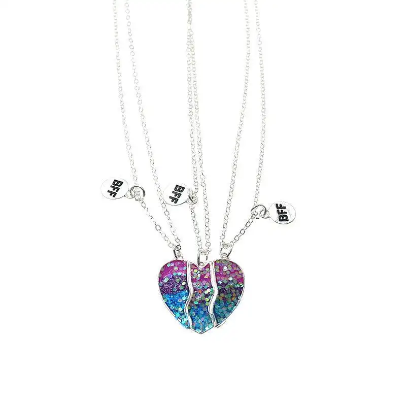 Starry Sky Love Children's Good Friend Necklace Cartoon Magnetic Alloy Drop Oil