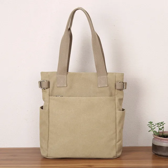 Casual Retro One shoulder Hand held Tote Canvas Bag For Women Khaki - Shop at LoveMi