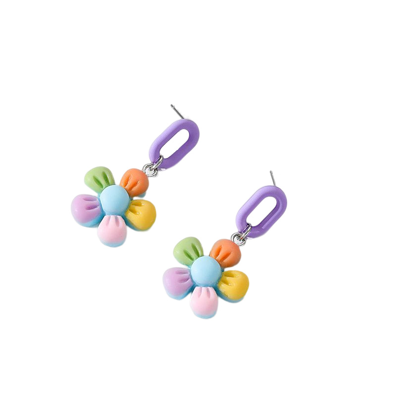 Colored Flower Earrings Sweet Acrylic 3D