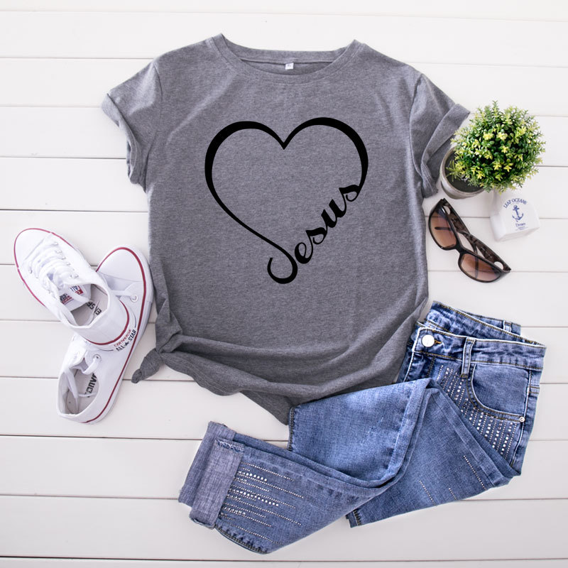 New Heart-shaped Letter Cotton Short-sleeved Women's T-shirt