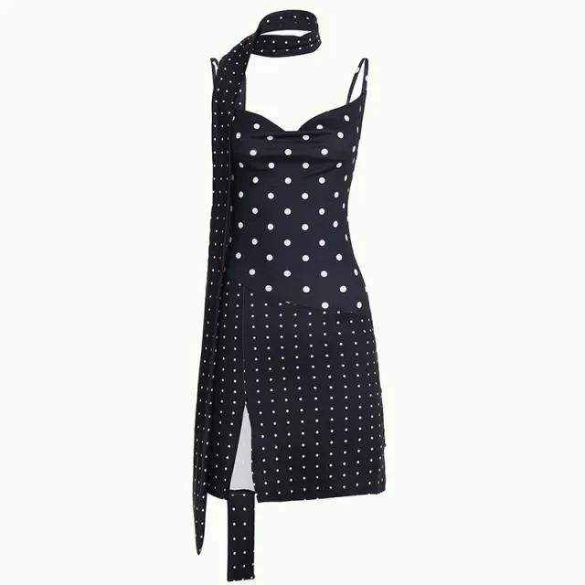 Strap Spicy Girl Style Figure hugging Neck Scarf Dress Black - Shop at LoveMi