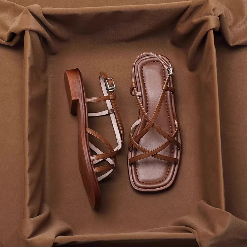 Faux Leather Crisscross Sandals, picture 2 of 6