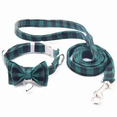 Cat Bell Collar Butterfly Bow Tie Pet Outing Optional Hand Holding Rope - Rope Collar Green - View 1