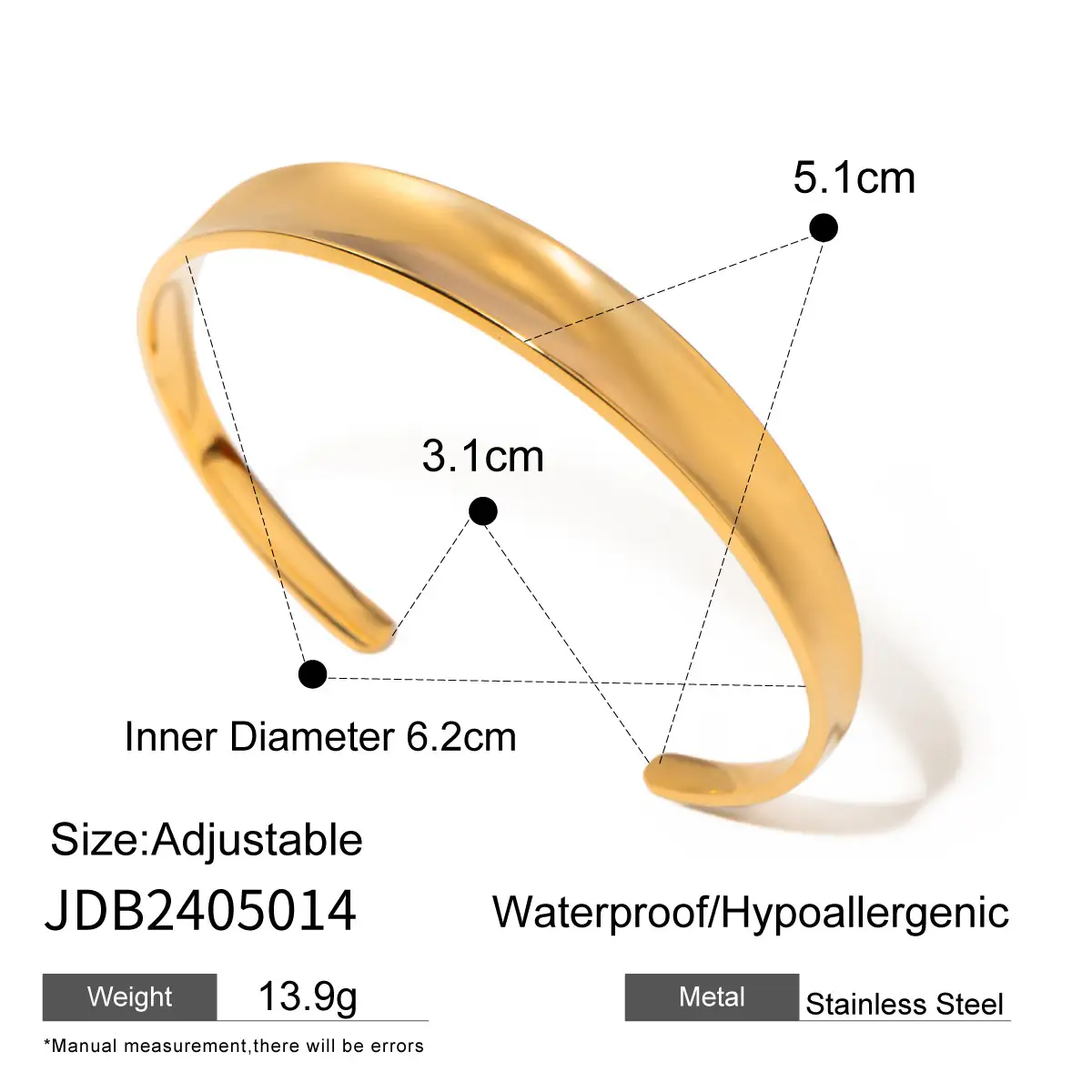 18k Gold Stainless Steel Hollow And Polished Bracelet For Women