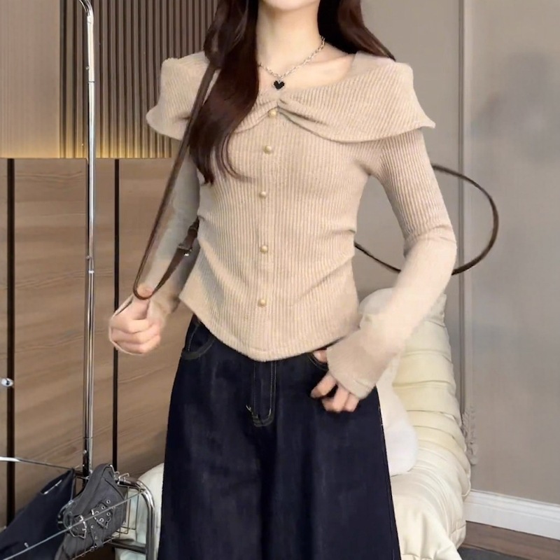 French Style Pleated Ruffled Long Sleeve Top