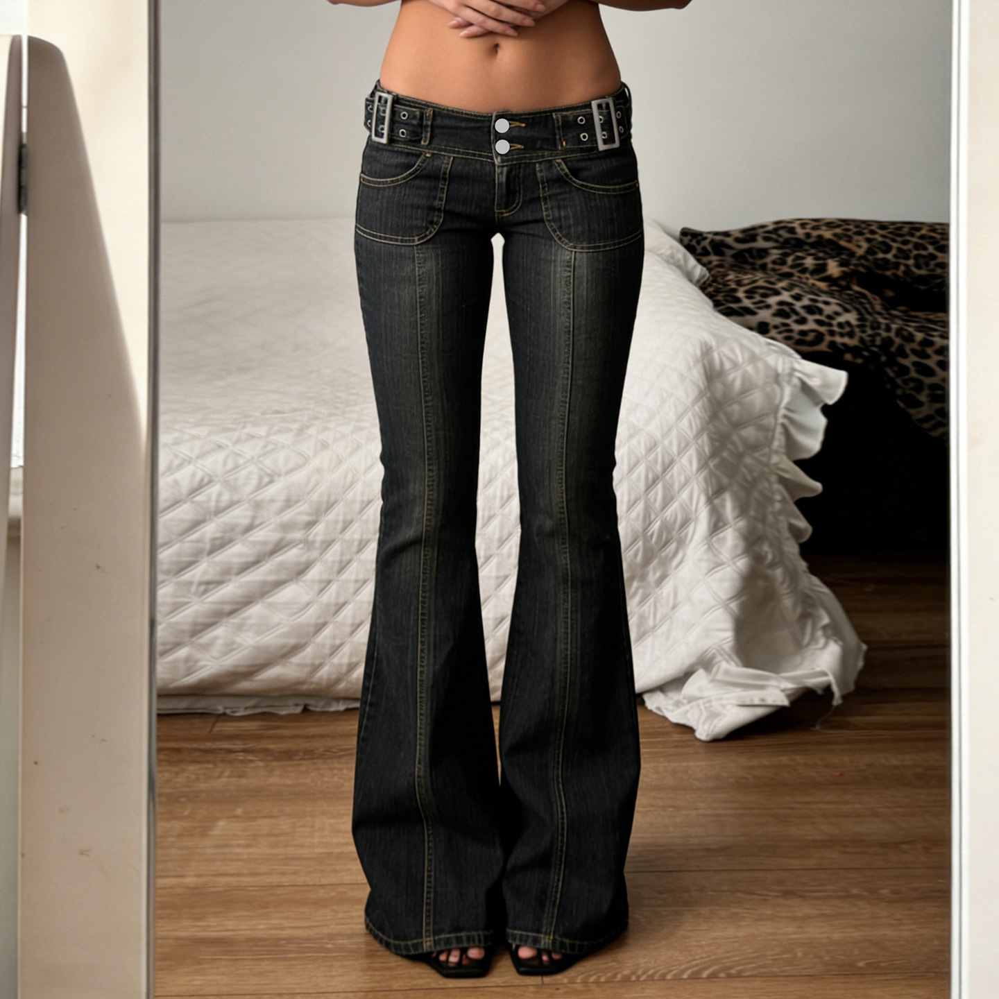 Retro Bootcut Black Jeans For Women