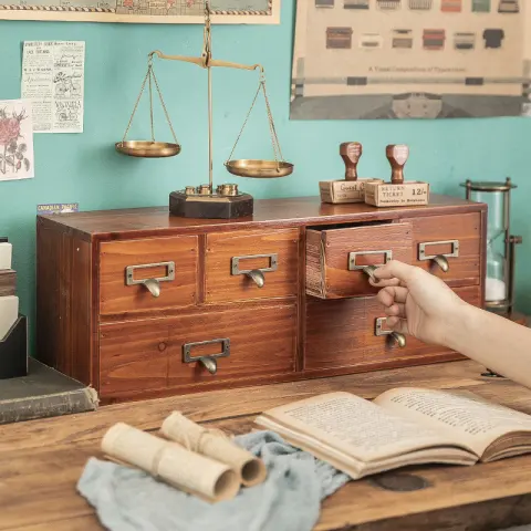 Simple Wooden Desktop Cosmetics Storage Box