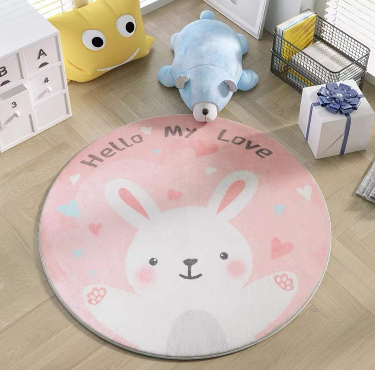 fd3c4097 5293 43b2 9341 d7638cca983c - Cartoon Round Children's Room Bedroom Mat Imitation Cashmere