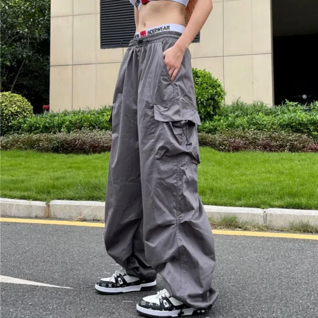 Cargo Pants Hip Hop Loose Couple Wide Leg Casual Gray - Shop at LoveMi