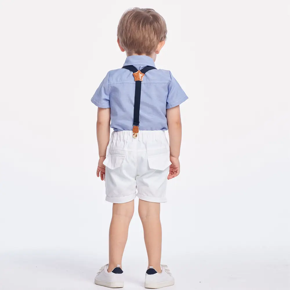Summer Korean Style Boy's Short-sleeved Shirt Suspender Pants Suit