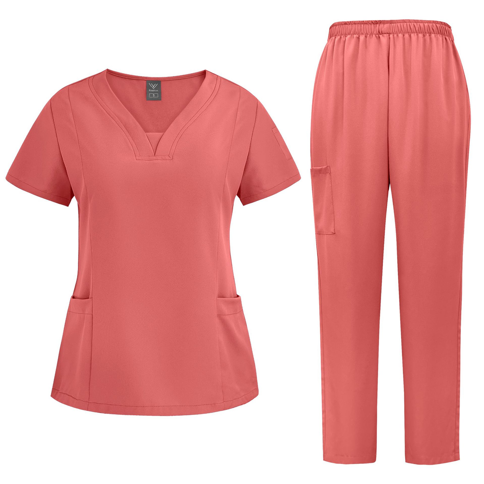 Women's Casual Loose Solid Color Nurse Workwear Set - Image 3
