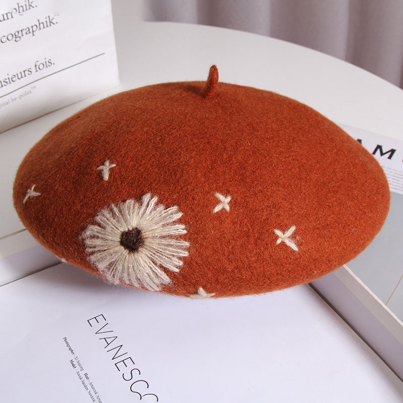 Handmade Embroidery Beret Women's All-match
