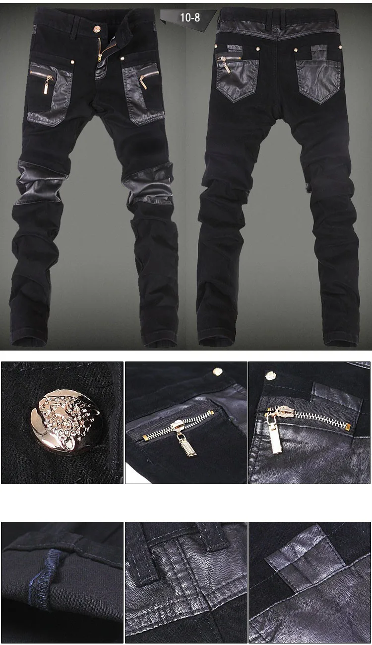 Title 6, Mens leather pants tide locomotive popular foo...