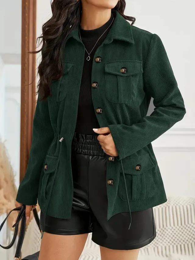 European And American Corduroy Casual Jacket Style Loose And Atmospheric Dark Green - Shop at LoveMi