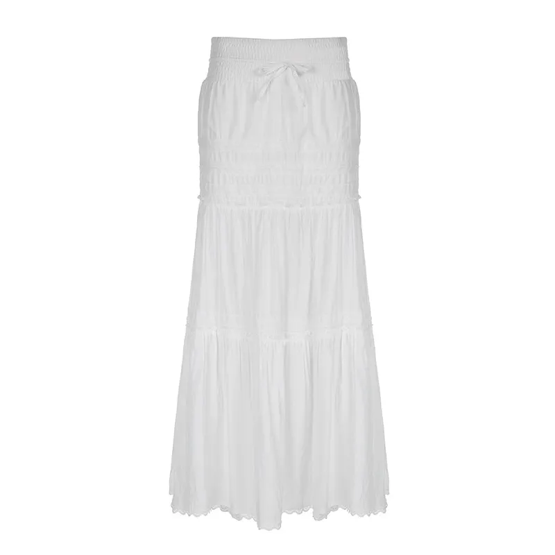 Summer New Gentle Lace Patchwork Easy Matching Slimming Dress Women - White