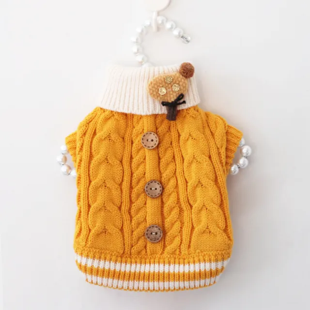 Pet Dog Fashion Sweet Button Sweater Yellow - Shop at LoveMi