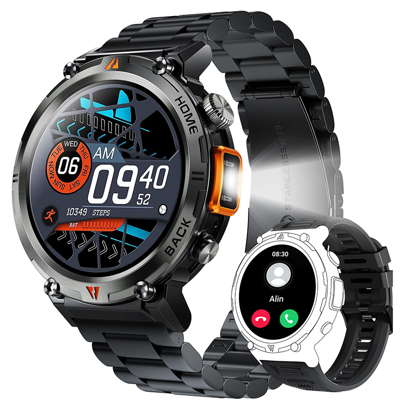 Men's Watches - Smartwatch with LED Flashlight & 1.45'' Screen - Bluetooth