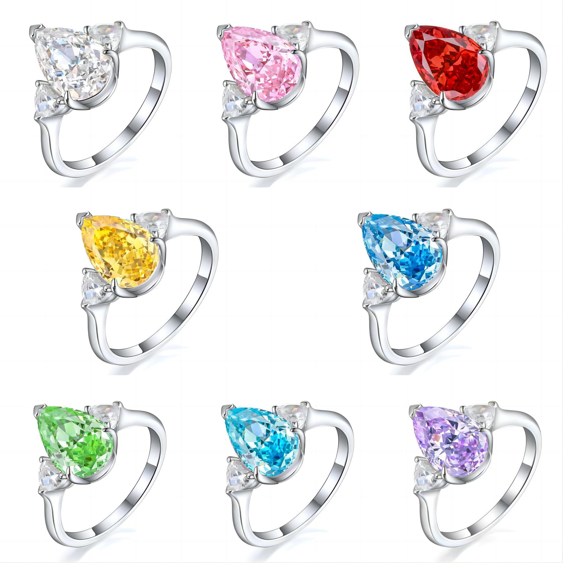 خاتم فضة عيار 925 بتصميم قطرة مزخرفة بزينة زهور ثلجية وألعاب نارية 4 قيراط